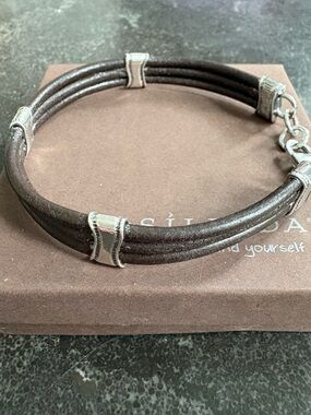 Silpada Sterling Silver and Leather Men's Bracelet